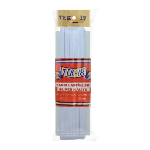 8mm Tekis Yassı Lastik 10m Beyaz